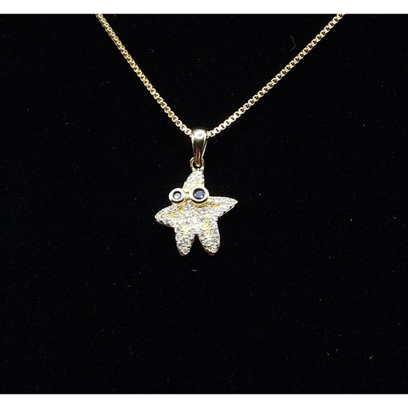 AXNT Jewelry - 0.50 Ctw GRA Certified Moissanite Starfish Pendant Necklace – Yellow Gold Plated